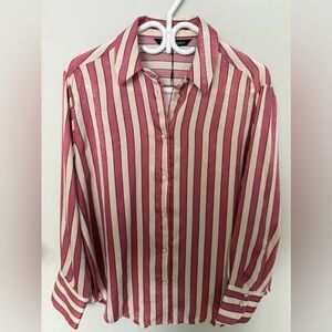 Zara satin striped blouse NWT
